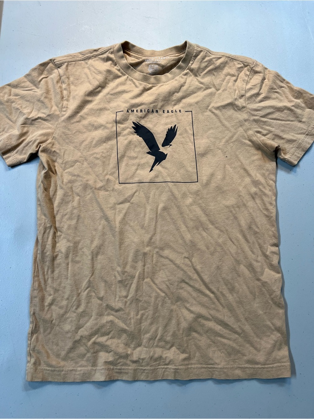 American Eagle Soft Graphic Tee XS Carmel Brown Eagle Logo T Shirt